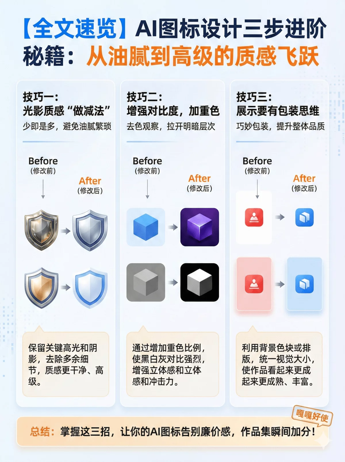AI生成的图标太油腻?学会这3招,质感瞬间翻倍!